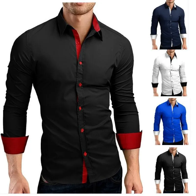 Hommes chemise de créateur Style classique à manches longues chemises habillées pour hommes mince vêtements décontractés hommes Cothing blanc noir t-shirt