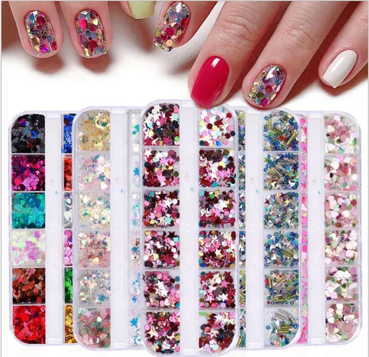 Nail Sequin Paillette Heart ShapedNail amour paillettes laser flash ongles ultra-minces 3D Flakes Slices Spangle Holographics Glitter Stickers