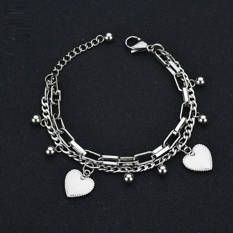 Ladies Stainless Steel Bracelet Female Girlfriend Couple Gift Simple Wild Love Heart Bracelets