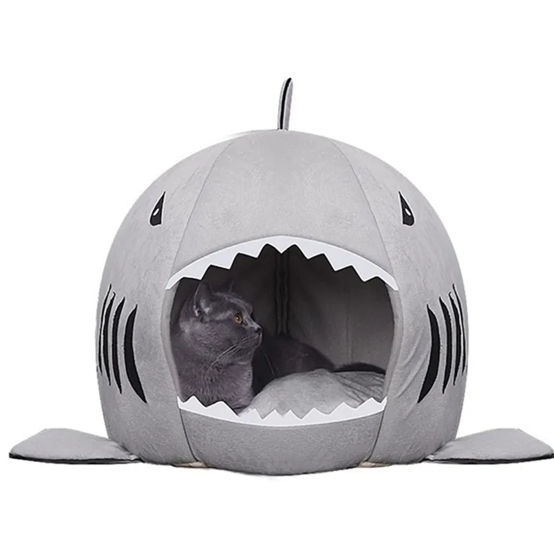 Kot Shark Łóżko Dom Słodki Kosz Zabawki Pies Chomik Cave Cave Akcesoria Produkty Pet Supplies 211111