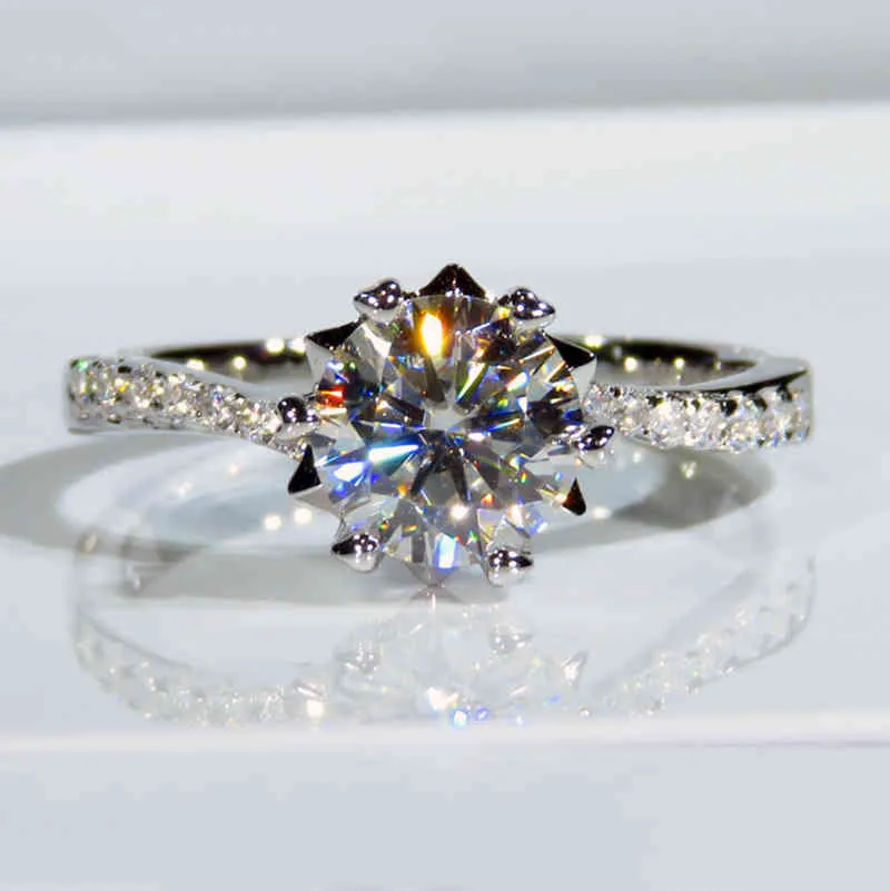 925 prata esterlina 1ct 2ct 3ct estilo romântico moissanite flor forma jóias aniversário anel anel