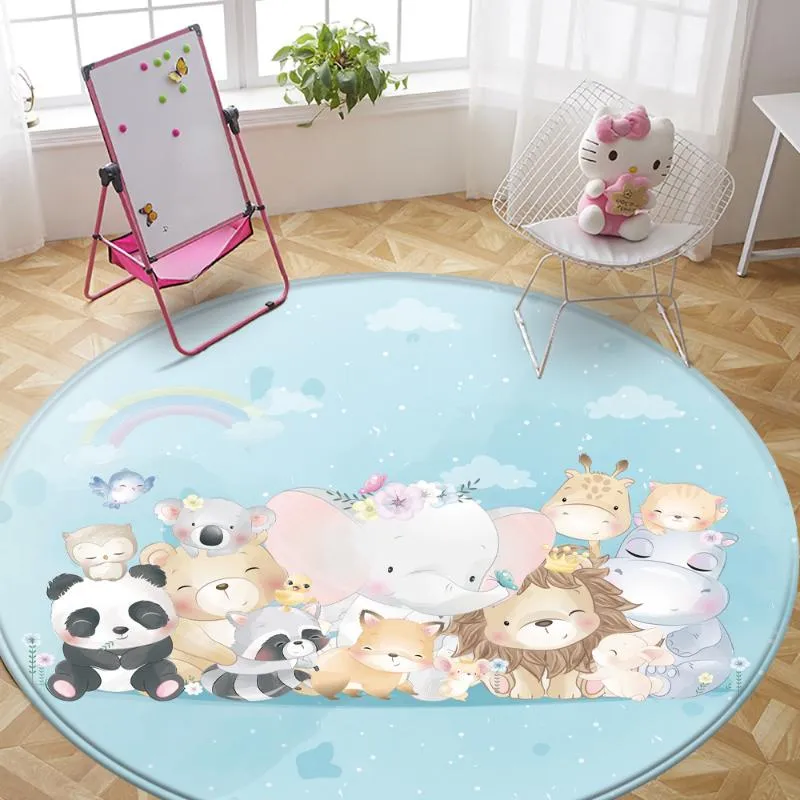 Carpets 2021 Drop Non-Slip Children Safety Flannel Carpet Animal Picture Baby Hand Print Play Mat