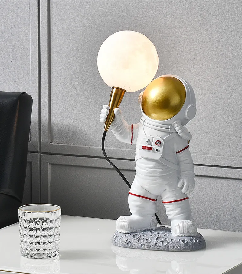 Kreativ astronaut LED bordslampa 3D-utskrift R Lampskärm Modern Personlighet Vardagsrum Sovrum Art Decor Rest Desk Lights