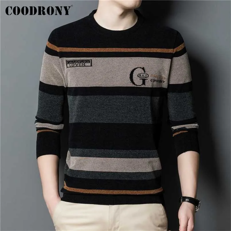 Coodrony秋冬のセーター男性服到着ストリートウェアファッションソフトウォームニットChenilleウールジャージープルオーバーC1371 211221