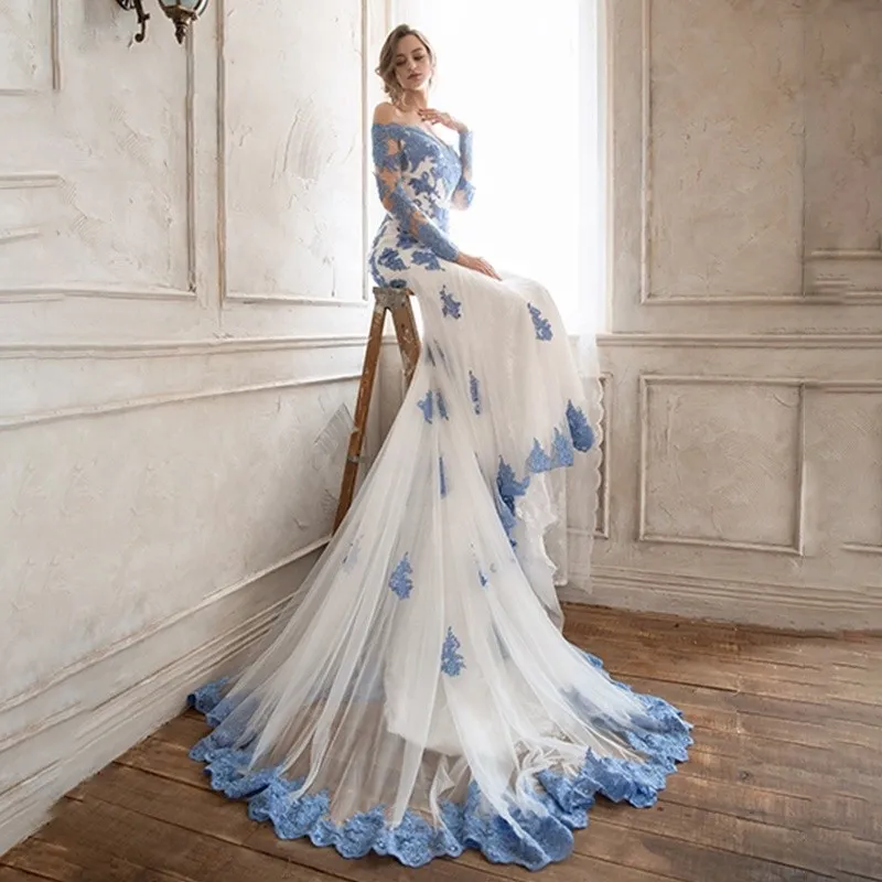 Light blue wedding dress with sleeves 60 photos - Astyledwedding.com