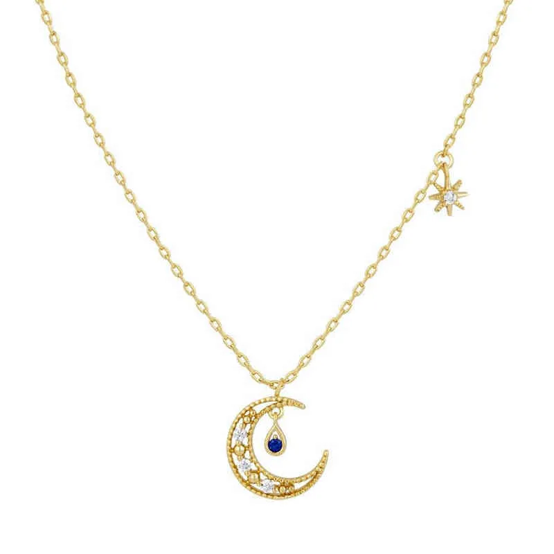 Bijoux en laiton de mode INS Style lune étoile collier plaqué or pour les femmes 2021