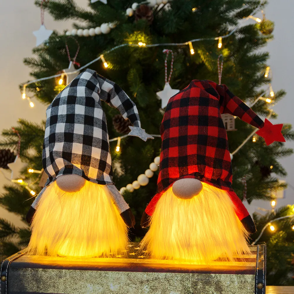 2023 nuevos suministros de fiesta accesorios de Navidad rejilla de luz sin rostro viejo Rudolph enano brillante bosque hombre muñeca fiesta decoración regalos