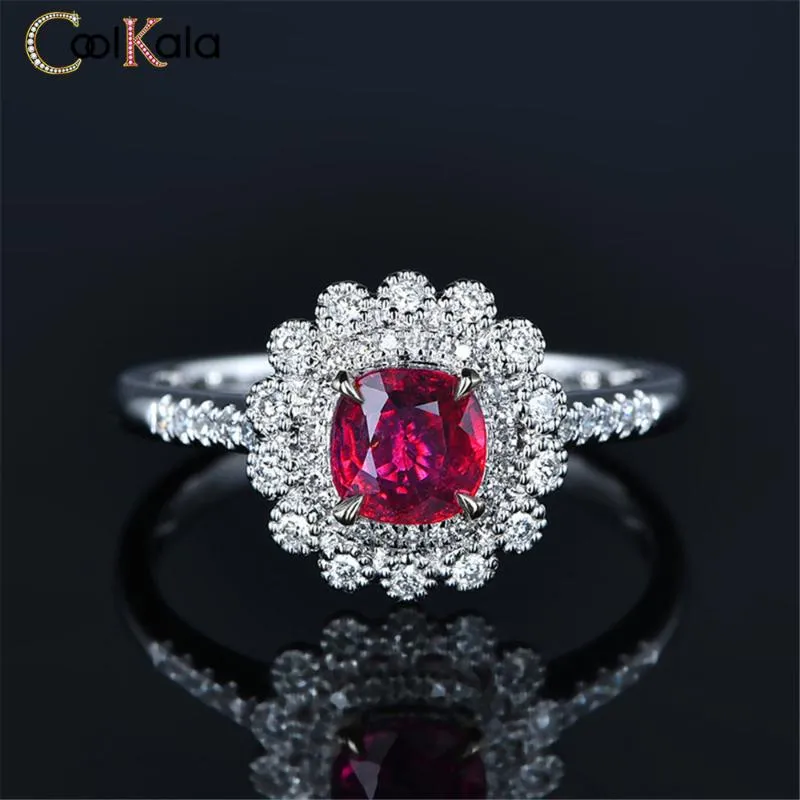 Wedding Rings Coolkala Mozambican Blood Tourmaline Princess Fang Caibao Open Female Ring Jewelry