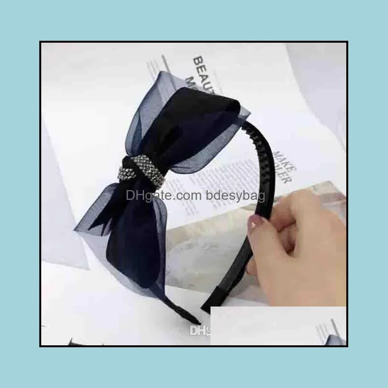 designer headbands Mesh with diamond version Toothed anti-slip bow headband female