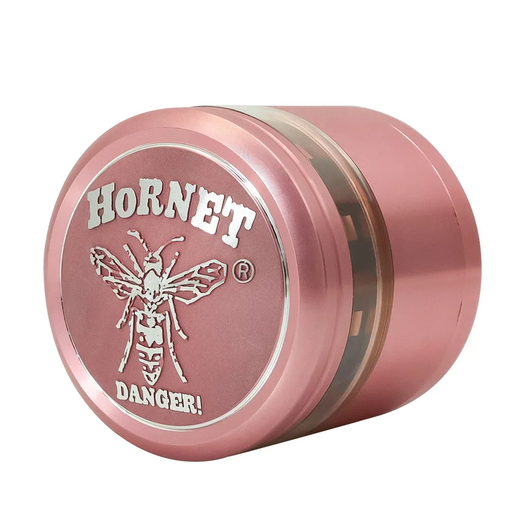 HOneyPuff 63 * 65 mm Kazınmış Logo Ile Sigara İçirmek Pembe Siyah Tütün Kırıcı Miller Cam Bong Boru Aksesuar için