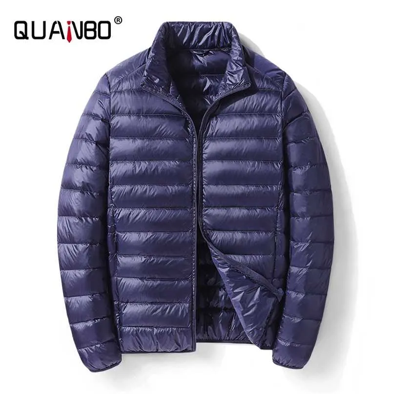 QUANBO Hommes Léger Packable Down Jacket Respirant Puffy Manteau Résistant à l'eau Top Qualité Mâle Puffer Veste 211204