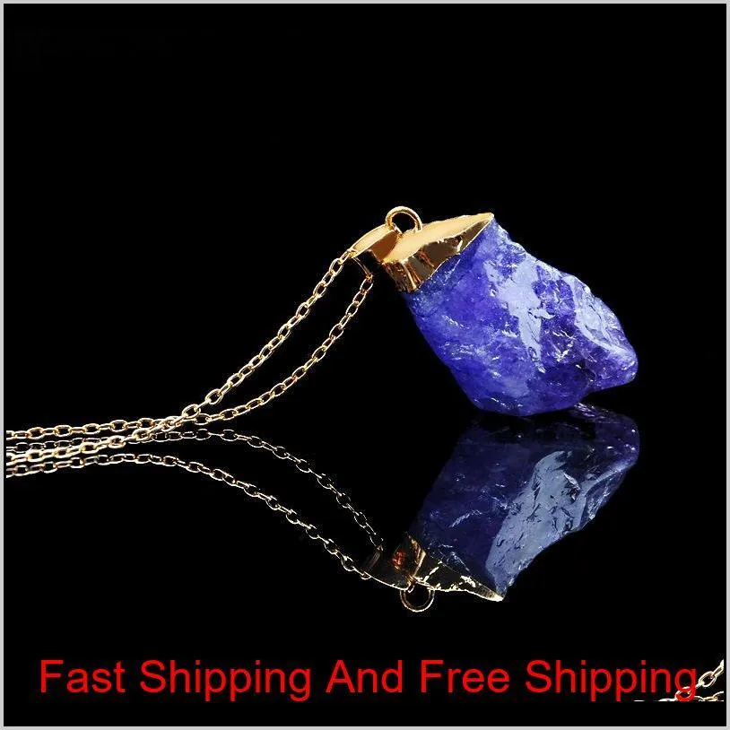 crystal quartz healing point chakra bead natural gemstone necklace original pendant women men jewelry plated gold chains statement