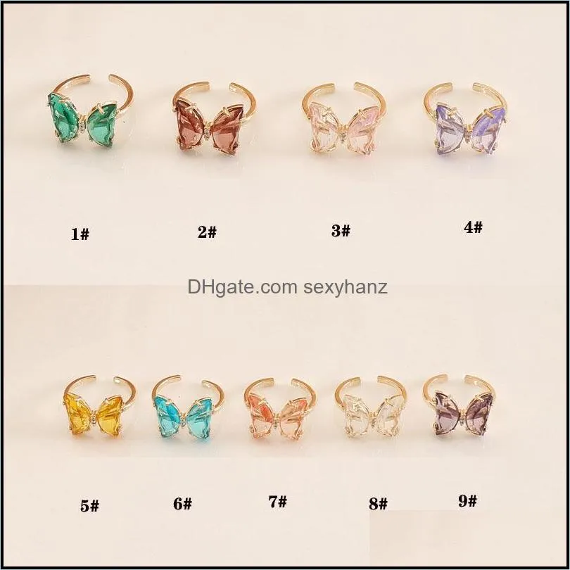 Spinning fashion butterfly women`s ring crystal open simple banquet wedding designed birthday gift to girl GWB12345