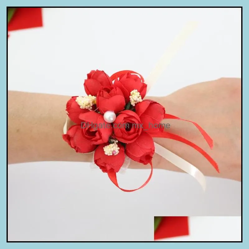 wedding favors wedding decorations wedding flowers artificial flower wrist corsage bridesmaid hand wrist flower sisters flower