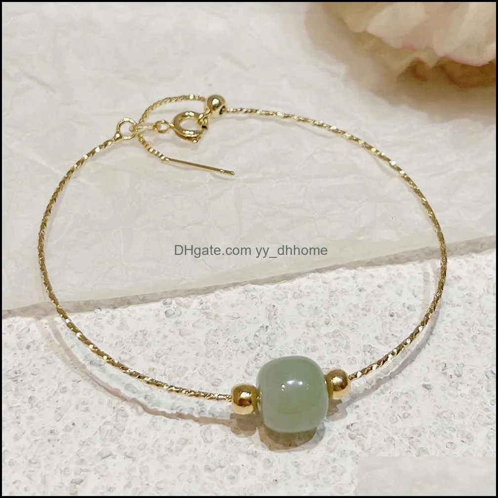 bangles Sansheng III Hetian Jade Bead Bracelet women`s jade bracelet Jewelry light luxury exquisite fashion design hand jewelry