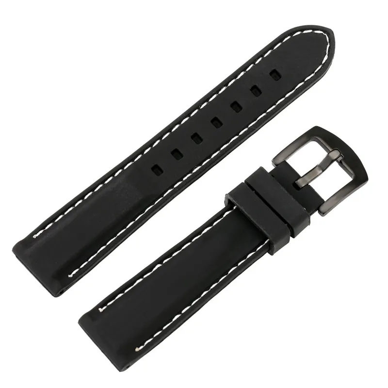 20mm 22mm 24mm branco / linha vermelha preta relógio faixa de borracha pulseira pulseira de silicone mergulhador de substituição do mergulhador impermeável