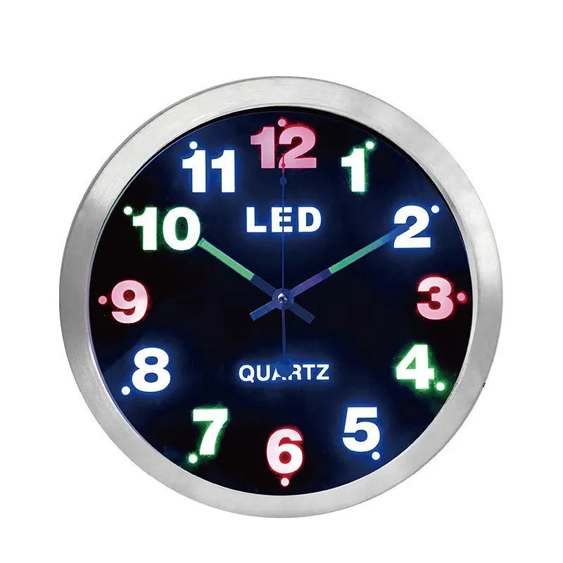 Wall Clocks Digital Clock Metal LED Mechanism Creative Living Room Bedroom Silent Home Decor Zegar Scienny Gift FZ482