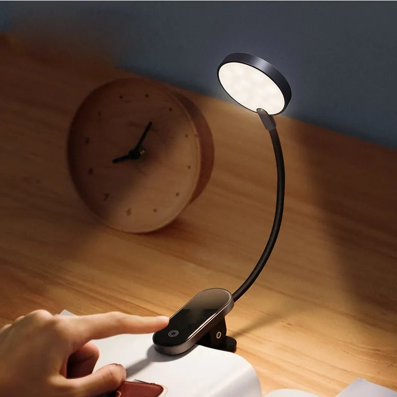 Luce notturna a LED Lampada da scrivania mini clip-on ricaricabile tramite USB Lampada da lettura flessibile per luce notturna per libro da camera da viaggio