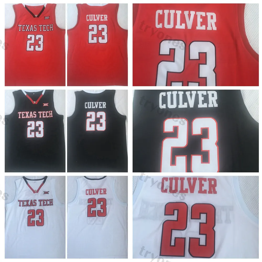 Męskie Texas Tech Red Raiders Jarrett Culver # 23 Kolegium Koszykówki Koszulki Vintage Szyte Koszulki S-XXL