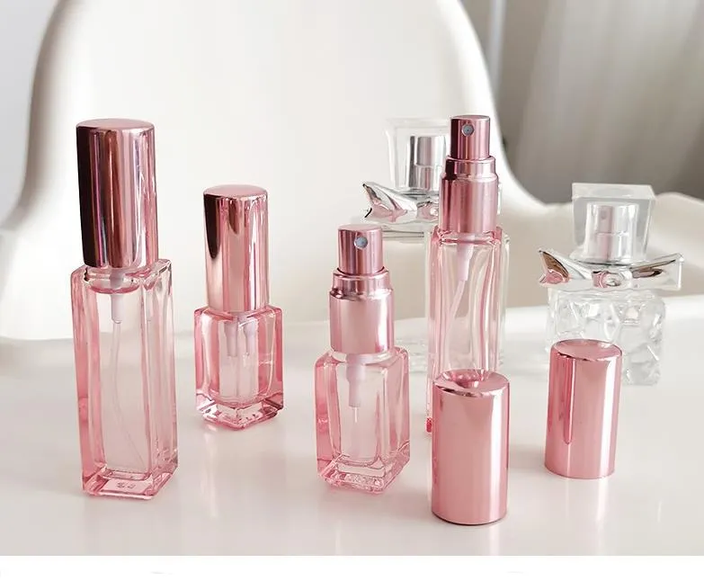 4ml 9ml 20ml 30ml Rose Gold Mini Spray Perfume Bottle Travel Refillerbar Kosmetisk behållare av ren dagg Atomizer Aluminiumflaska Sn5222
