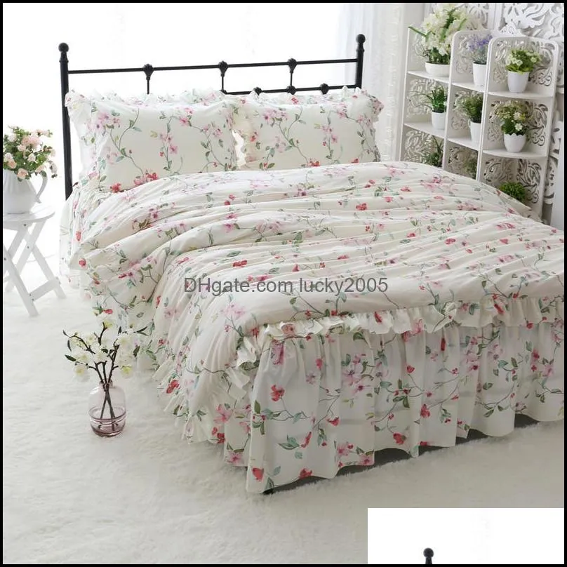  Floral Garden Duvet Queen Twin King Full 4Pcs Bedding Set Comforter Cover Bedskirt Reversible Lightweight Ultra Soft