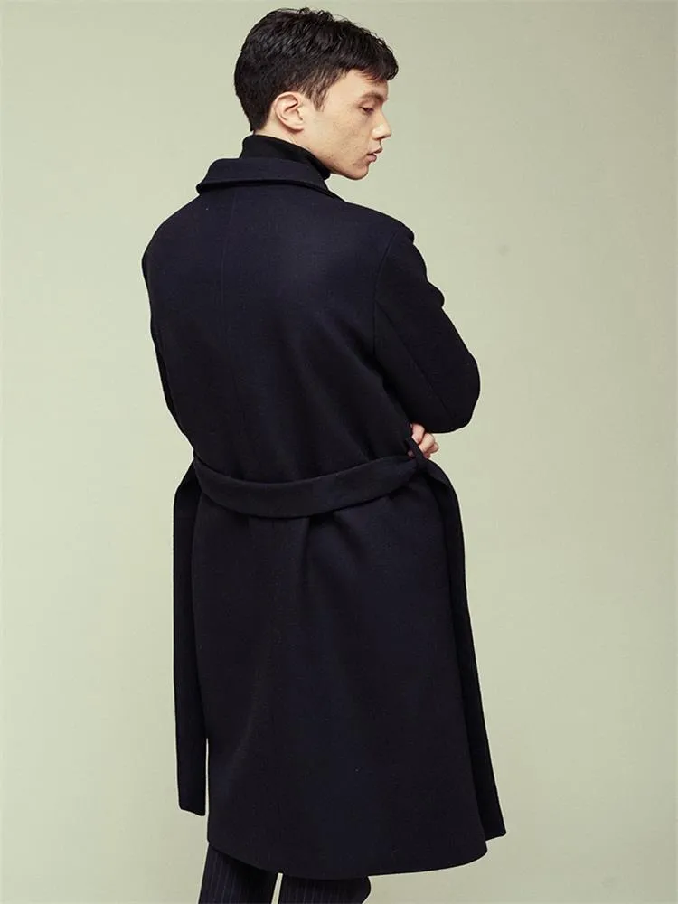 東京大放出セール 長いスリムなマルチポケットデザインの男性のトレンチコート秋冬ラペルソリッドカラーウールオーバーコート 店舗ランキング商品 Interboilermarine Gr