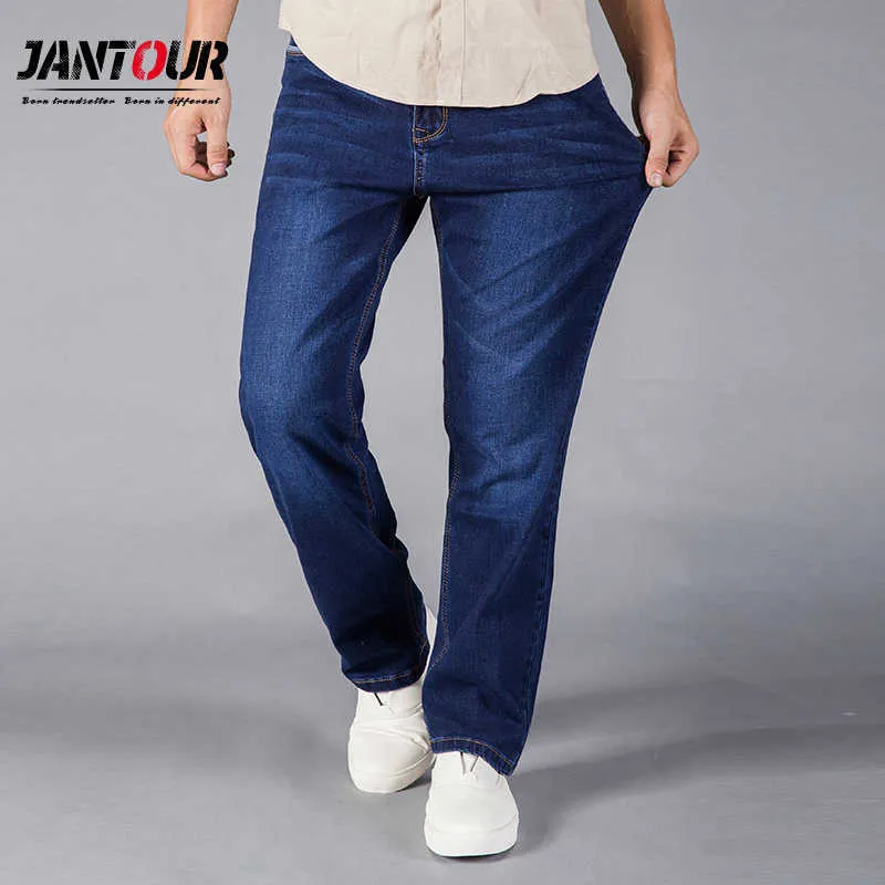 Marque Jeans Hommes Haute Qualité Droite Lâche Stretch Denim Pantalon Hommes Pantalon Bleu Business Cowboys Homme Jeans Grande taille 40 42 44 210622