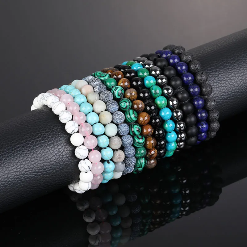 8mm Naturstein handgemachte Yoga Perlen Charm Armbänder für Frauen Männer Mode verstellbare Seil geflochtene Schmuck