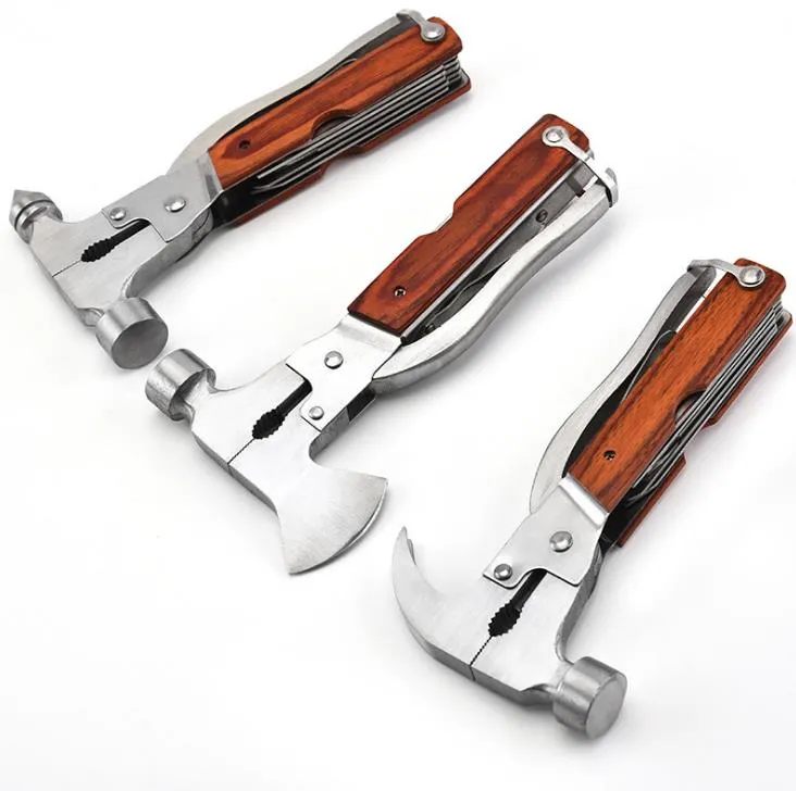 Multi-Function Verktyg Hammer Claw Hammer Hatchet AX Conical Hammer Camping Emergency Hand Tools Portable Survival Tools SN3801