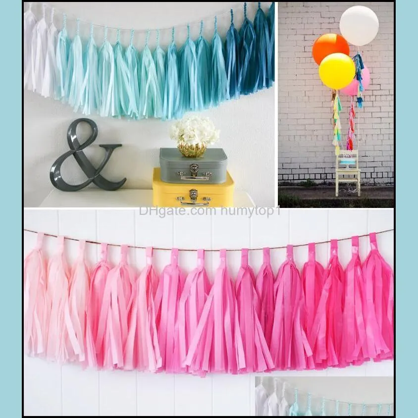 Wholesale- 25cm 10 inch tassels Tissue Paper Flowers Garland Banner bunting flag Party Decor Craft For Wedding Decoration etc