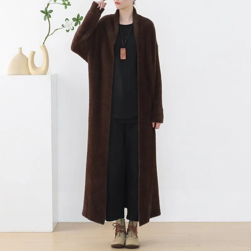 Women's Trench Coats Grote maat breien vrouwen herfst winter mode casual lange tops 2021 dames jas cardigan beknopt