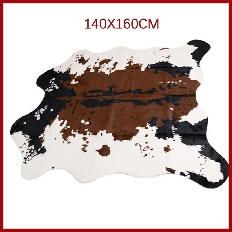 OIMG Cowhide Rug hide Carpets for living Room Bedroom Polyester Home Decorative Hand Wash Morden Skin Fur Furry Mat 220301