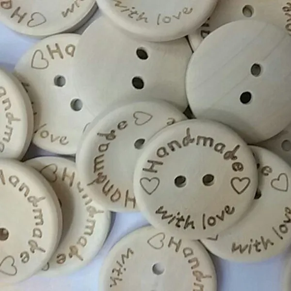 100 bottoni in legno fatti a mano a forma di cuore, per cucire, album, decorazioni fai da te, artigianato, 15 mm 20 mm