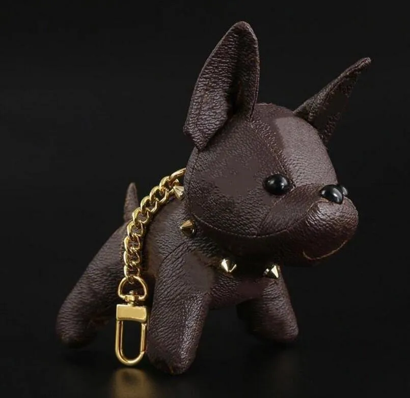 Good Christmas Gift Accessories Varumärke handväska dekorativt hänge lyxläder franska stridande hundnyckel kedja2564
