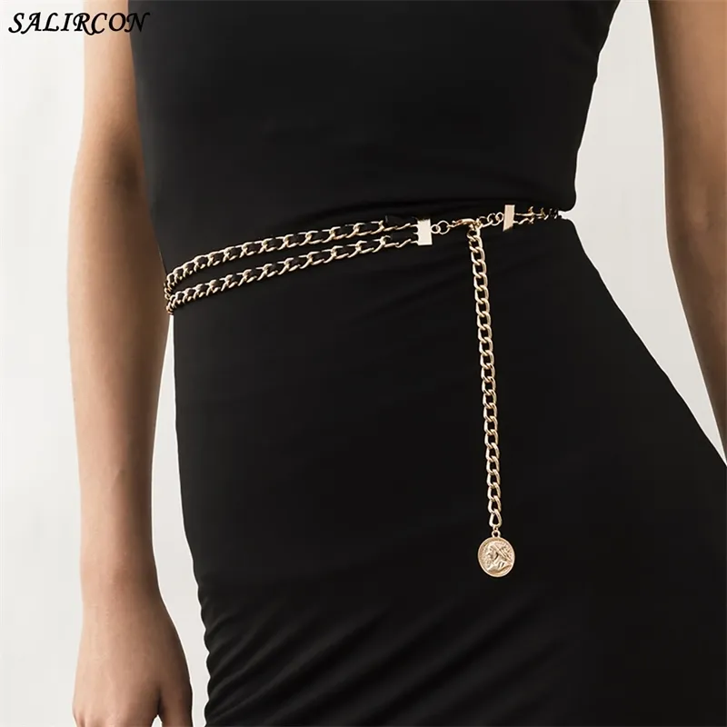Sexy longue ceinture de flocage en aluminium pour les femmes coréennes en métal taille ventre chaîne mode corps bijoux décoration 2021
