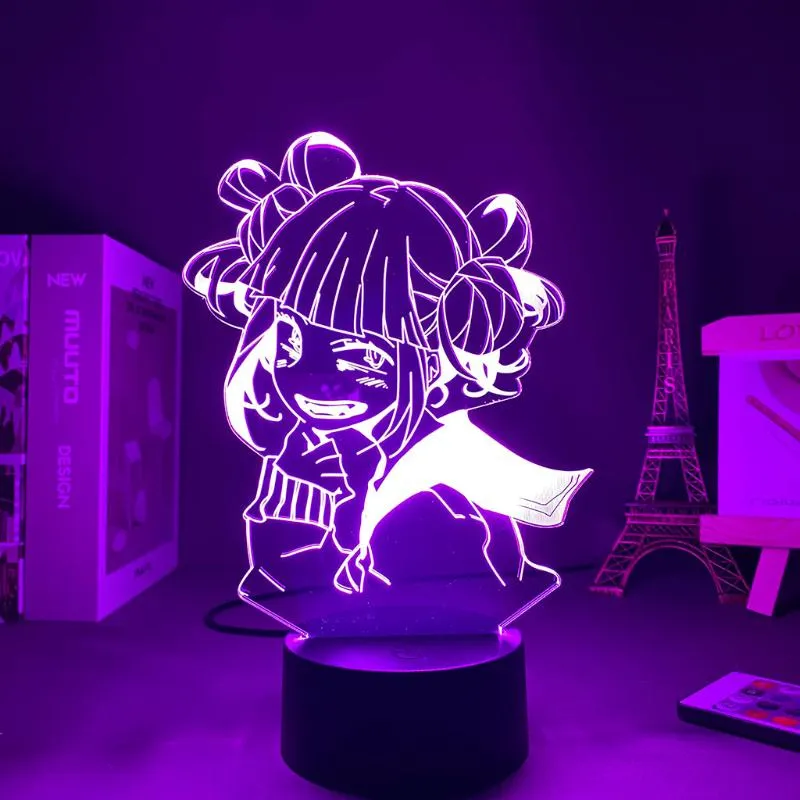 Nachtverlichting LED-paneel Manga Mijn Held Academia Anime Light Himiko Toga Kids Gift aan vriendin Decoratie Slaapkamer