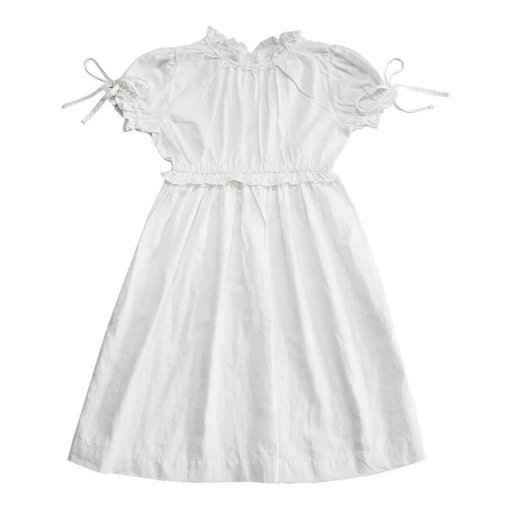 Filles d'été robe de dentelle blanche pure bulle mignonne robe de princesse à manches courtes robe de fille de bébé 210701