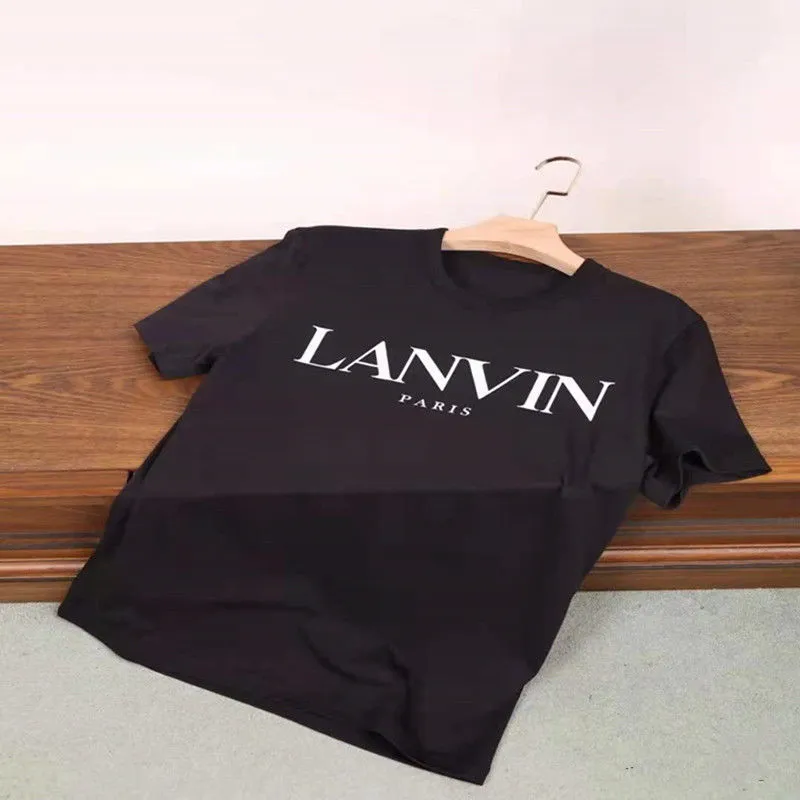 Mens och Kvinnor Sommar Lanvin Tryckt bomull Kortärmad Rund Neck Lossa Casual Short-Sledd T-shirt