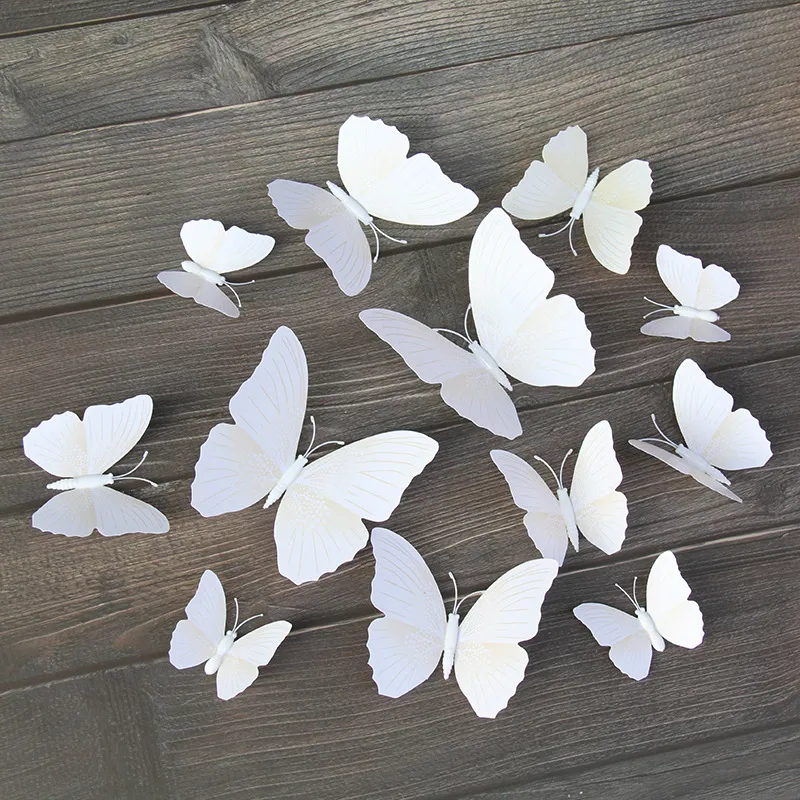 Borboleta adesivos de parede borboletas criativas com decoração home kids sala decoração arte 12 pcs 3d branco