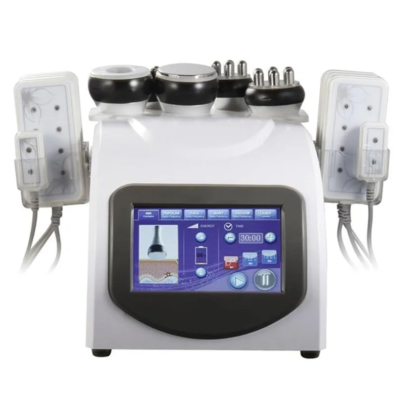 Multifunktionale 6-in-1-40k-Ultraschallkavitation RF-Schlankheits-Vakuumpressotherapie Radiofrequenz 8 Pads Burn Laser Lipo Diode LLLT Body Shaping Machine