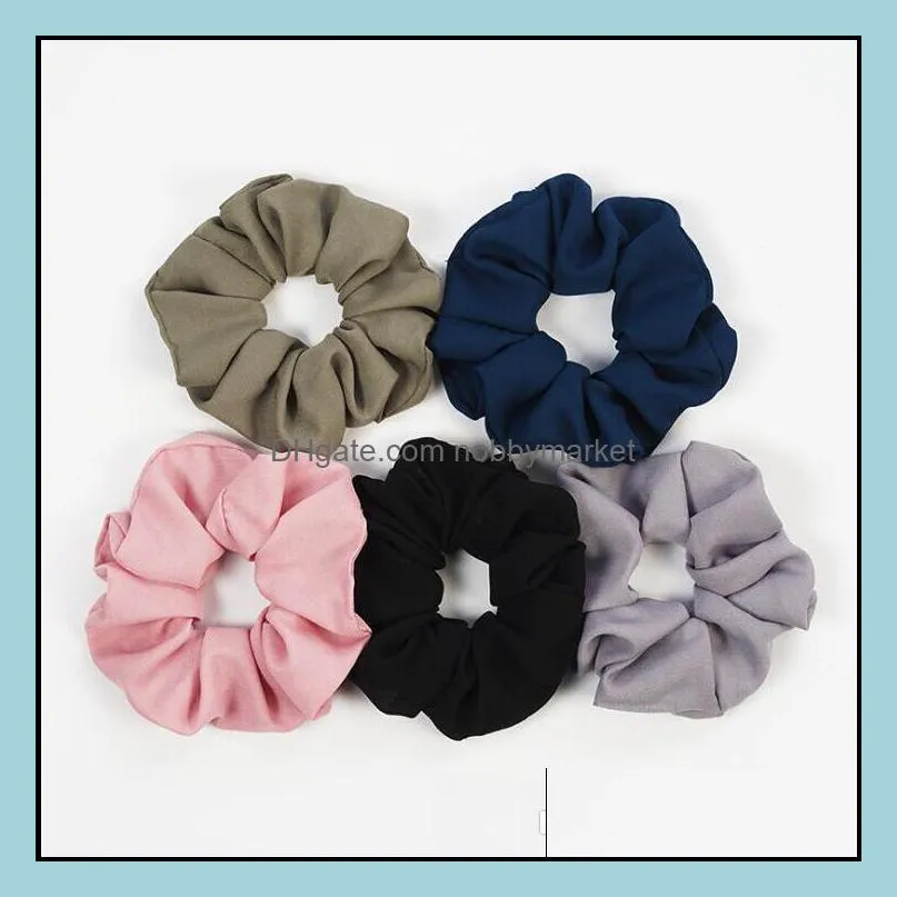 30pcs Girl Hair Scrunchy Ring Elastic Chiffon Hairbands Head Band Ponytail Holder Pure Color Sports Hair Scrunchies Soft Tie