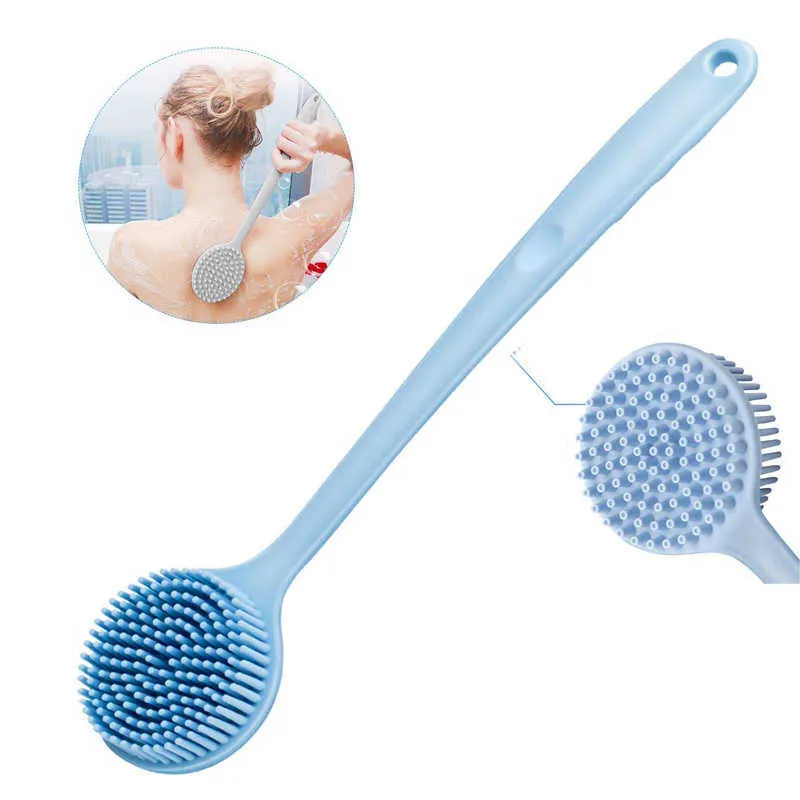 Multifunctionele Bad Body Brush Siliconen Lange Handgreep Borstels Rub Massage Douche Cleaning Verwijderen Exfoliating Bathroom Tools 210724