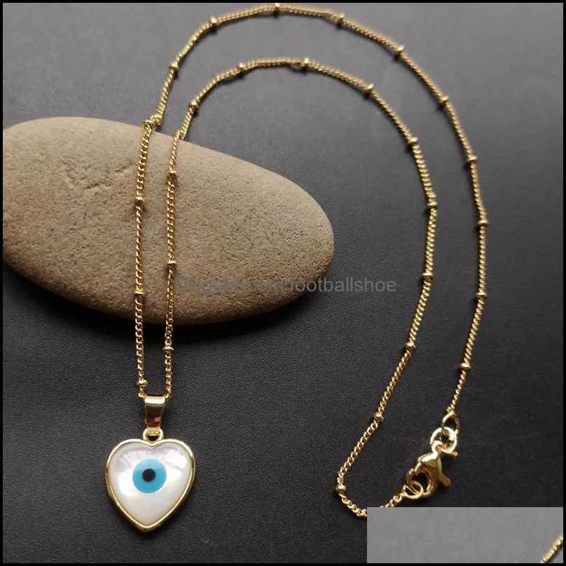 Promotion ! Natural Marquise & Heart Evil Eye Mother of Pearl Shell Necklace Round Blue Evil Eye Mother Pearl charms for Gift