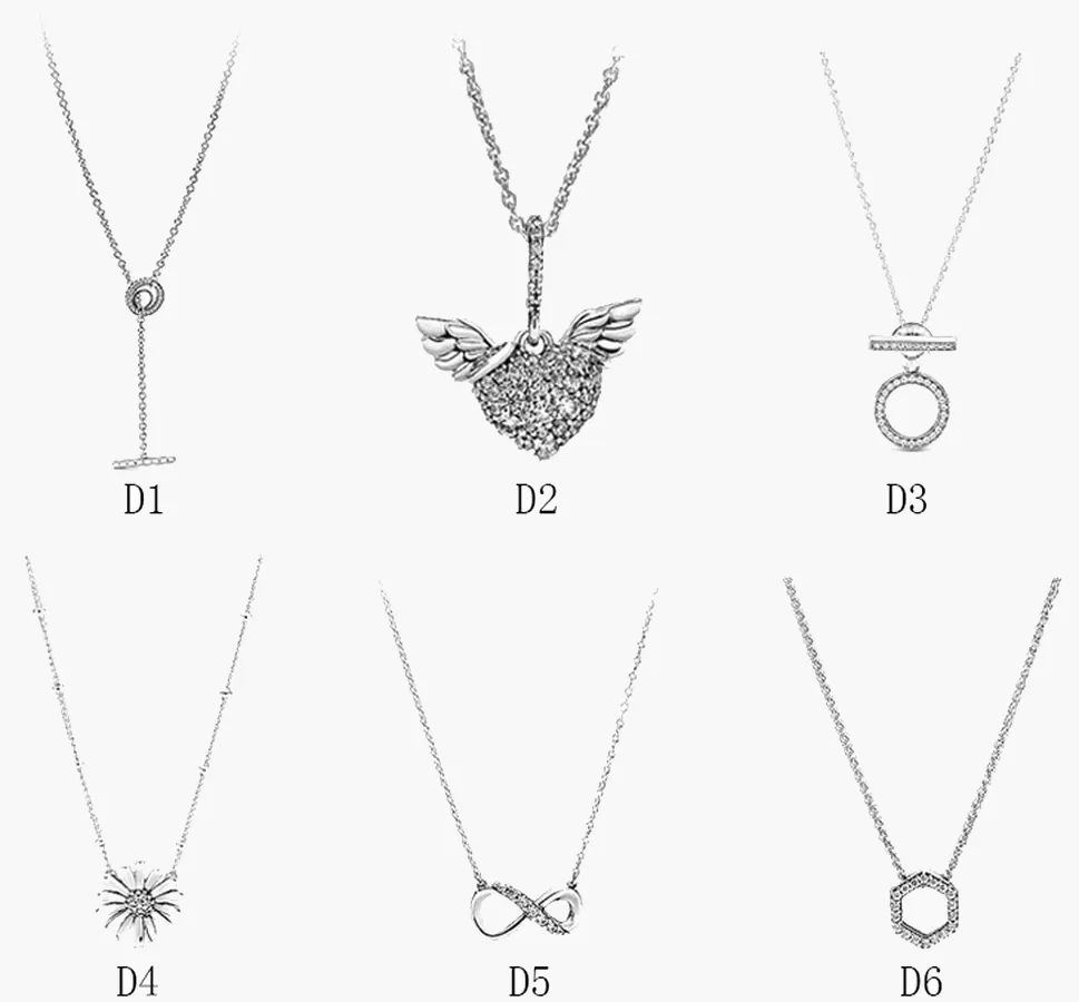 Bijoux fins Collier en argent sterling 925 authentique, pendentif Pandora, ailes d'ange, marguerite, tempérament, amour, fiançailles, colliers de mariage