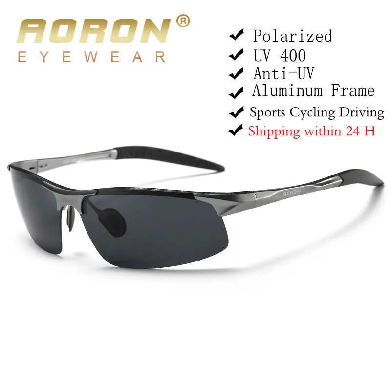 AORON conduite lunettes de soleil polarisées hommes aluminium magnésium cadre Sport lunettes de soleil pilote rétro lunettes lunettes de soleil UV400 Anti- 211014