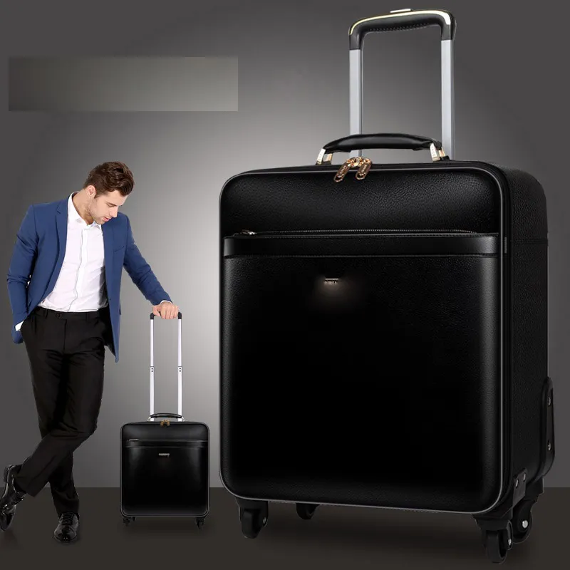 leather Famous Designer Metal Luggage Aluminum Alloy Carry Rolling LugThicker Travel Suitcase Protgage Suitcase High Strength Bag horizon triangle signal real