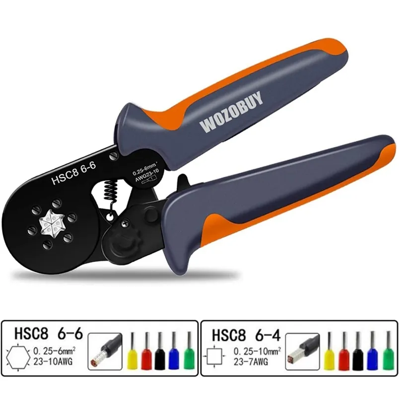 HSC8 6-4A/6-6 MINI-TIPO Alicates de engarzado autoajustables 0,25-10 mm2 Terminales Herramientas de engarzado Alicates de manos multiherramienta 211110