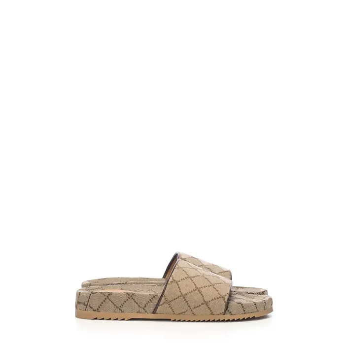 herrmode för damer beige läder canvas platta tofflor unisex öppen tå kausal gummi sandaler pool flip flops