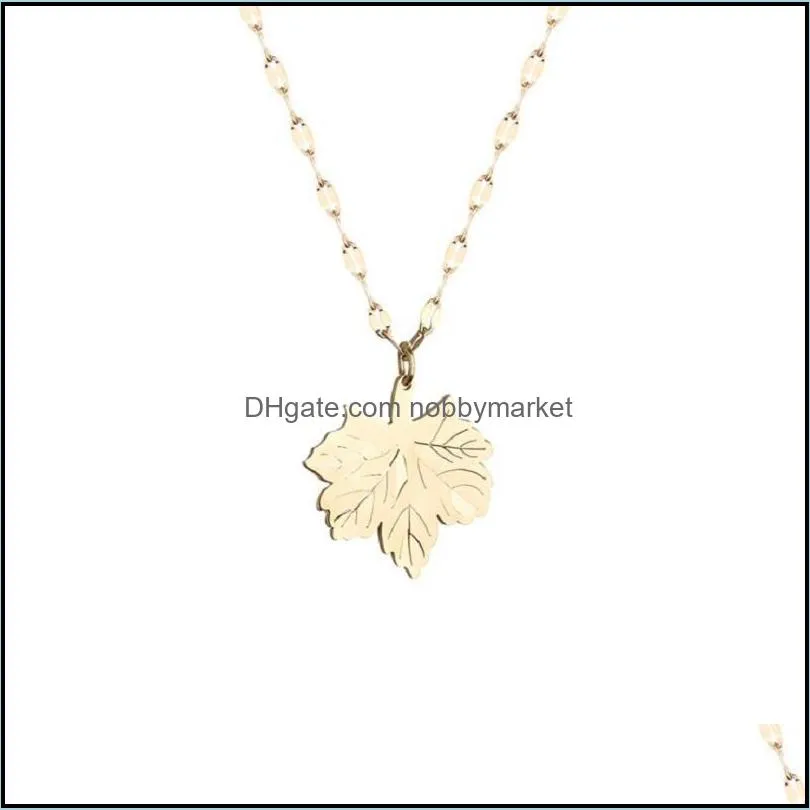 Titanium Steel Rose Gold Maple Leaf Clavicle ChainNecklace Female Simple Trendy Leaf Pendant Necklaces For Women with Card Package