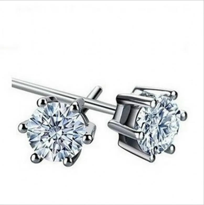 Studs 5MM 925 silver Luxury Crystal Zircon Stud Earrings Anti Allergic Elegant women girls noble jewelry earrings for sale